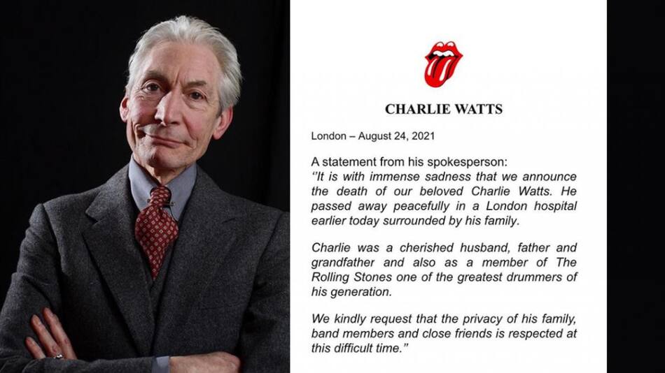 Charlie Watts, baterista de Rolling Stones, despedida en Instagram