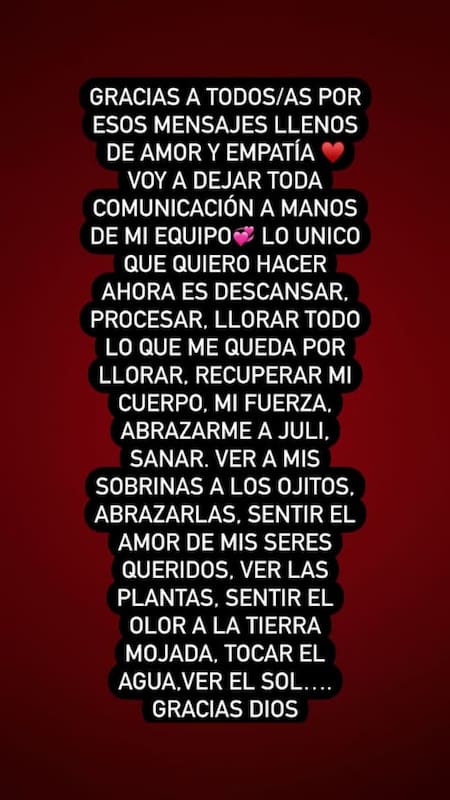 Posteos de María Becerra tras recibir el alta médica tras su internación. Foto: @mariabecerra.