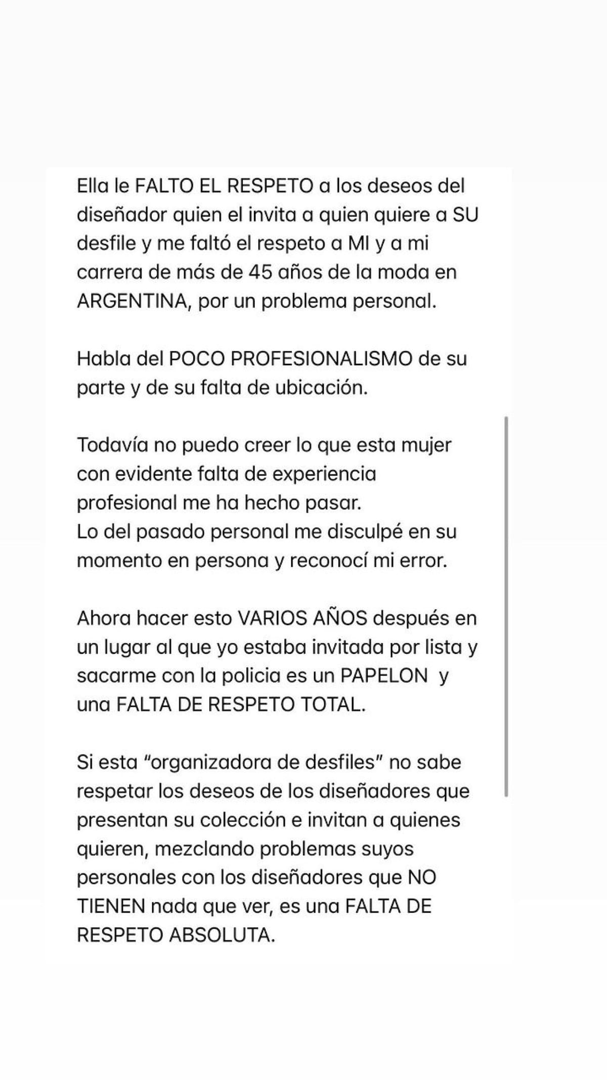 El descargo de Anamá Ferreira en sus redes sociales (parte 2). Foto: Instagram @anamaferreira.
