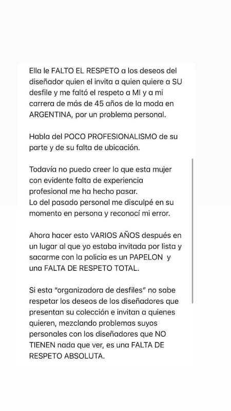 El descargo de Anamá Ferreira en sus redes sociales (parte 2). Foto: Instagram @anamaferreira.