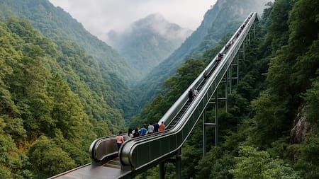 La “escalera a las nubes”: una impresionante obra en China que sube el equivalente a 88 pisos