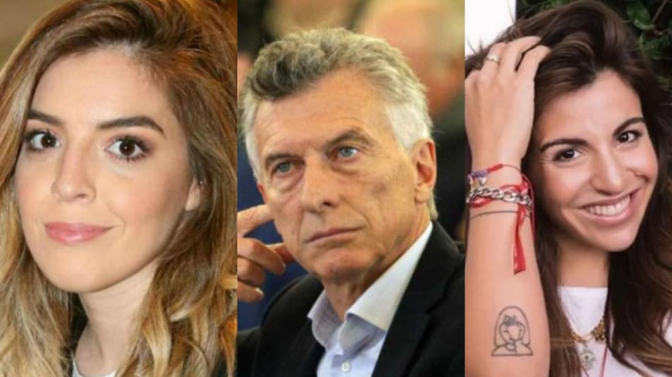 Dalma Maradona, Mauricio Macri y Gianinna Maradona. Fotos: archivo.