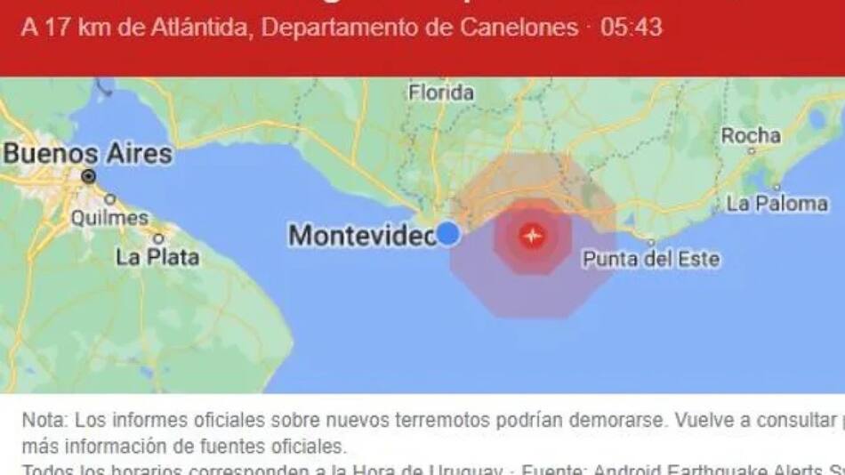 Terremoto en Uruguay.