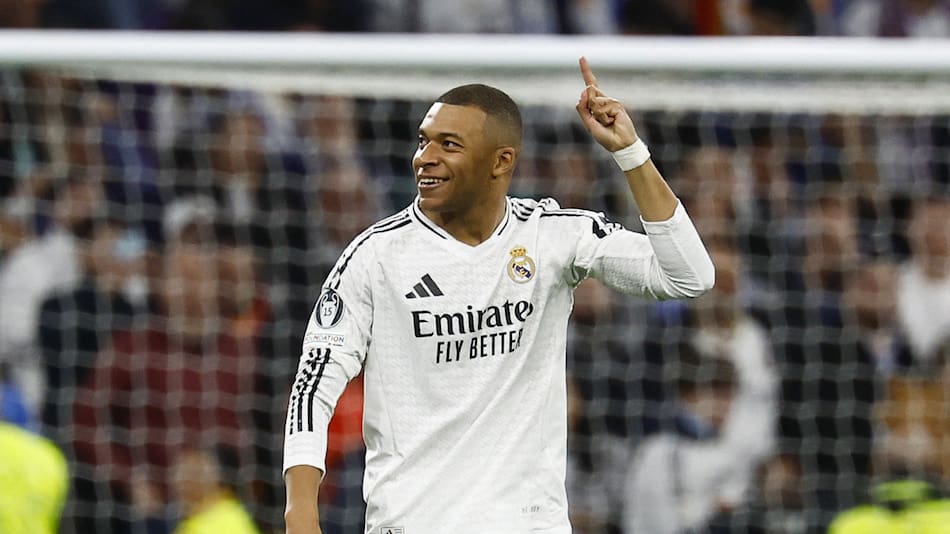 Festejo de Kylian Mbappé en el Real Madrid. Foto: REUTERS.