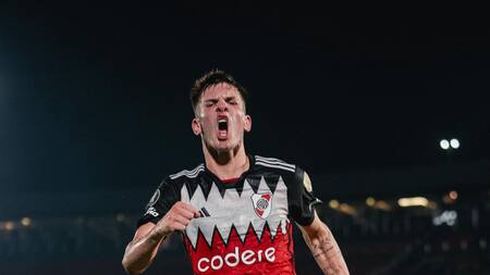 El festejo de Franco Mastantuono para la victoria de River. Foto: Instagram RiverPlate.