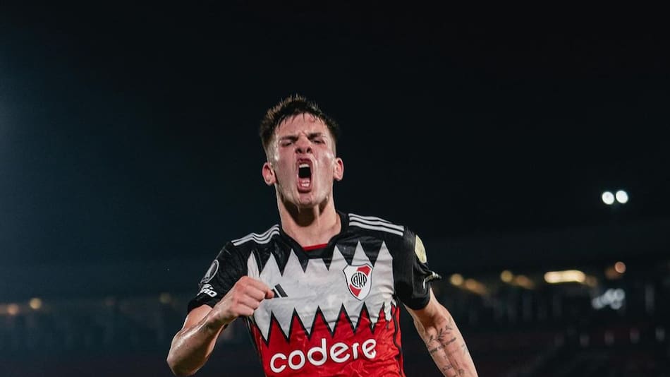 El festejo de Franco Mastantuono para la victoria de River. Foto: Instagram RiverPlate.