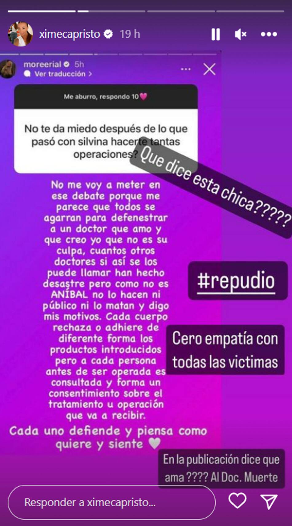 Fuerte repudio de Ximena Capristo contra More Rial. Foto: Instagram.
