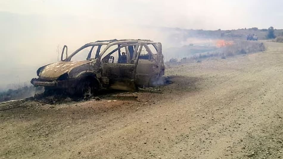El auto quemado de Martín Sebastián Palacios.