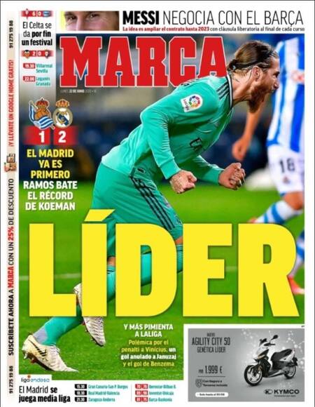 Tapas de diarios, Marca, lunes 22 de junio de 2020