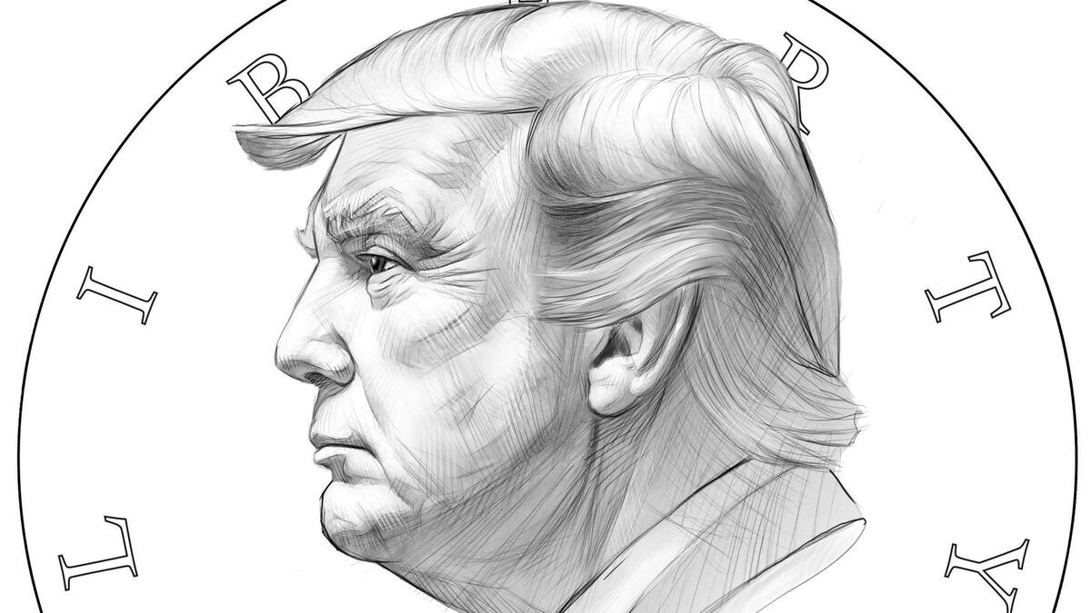 Nueva moneda de un dólar con la cara de Donald Trump.