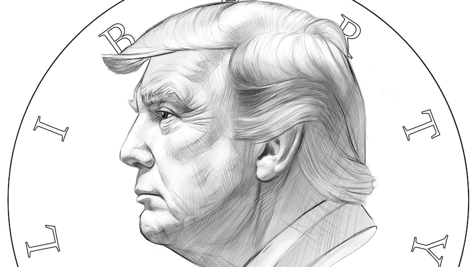 Nueva moneda de un dólar con la cara de Donald Trump.