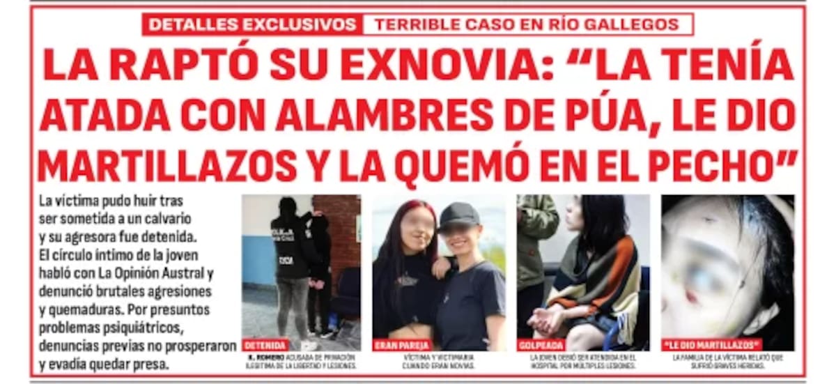 Una joven denunció que fue secuestrada y torturada por su exnovia en Río Gallegos.