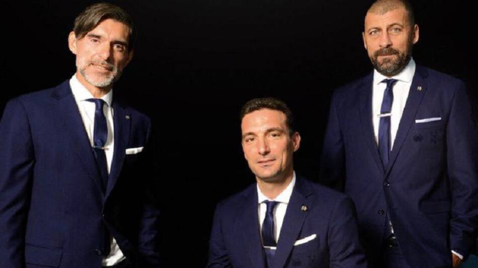 El cuerpo técnico de la Selección Argentina. Foto: Twitter @gastonedul