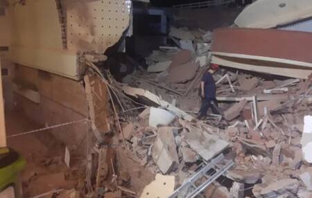 Derrumbe en un hotel de Villa Gesell. Foto: NA.