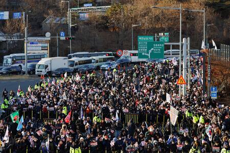 Protesta a favor de Yoon Suk-yeol en Corea del Sur. Foto: Reuters.