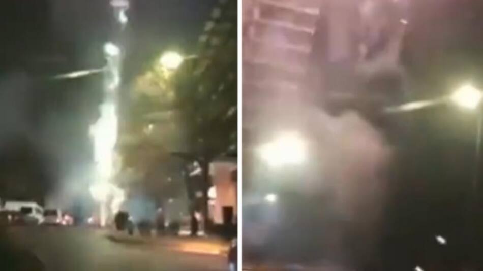 Bombas de estruendo en hotel. Foto: captura video.