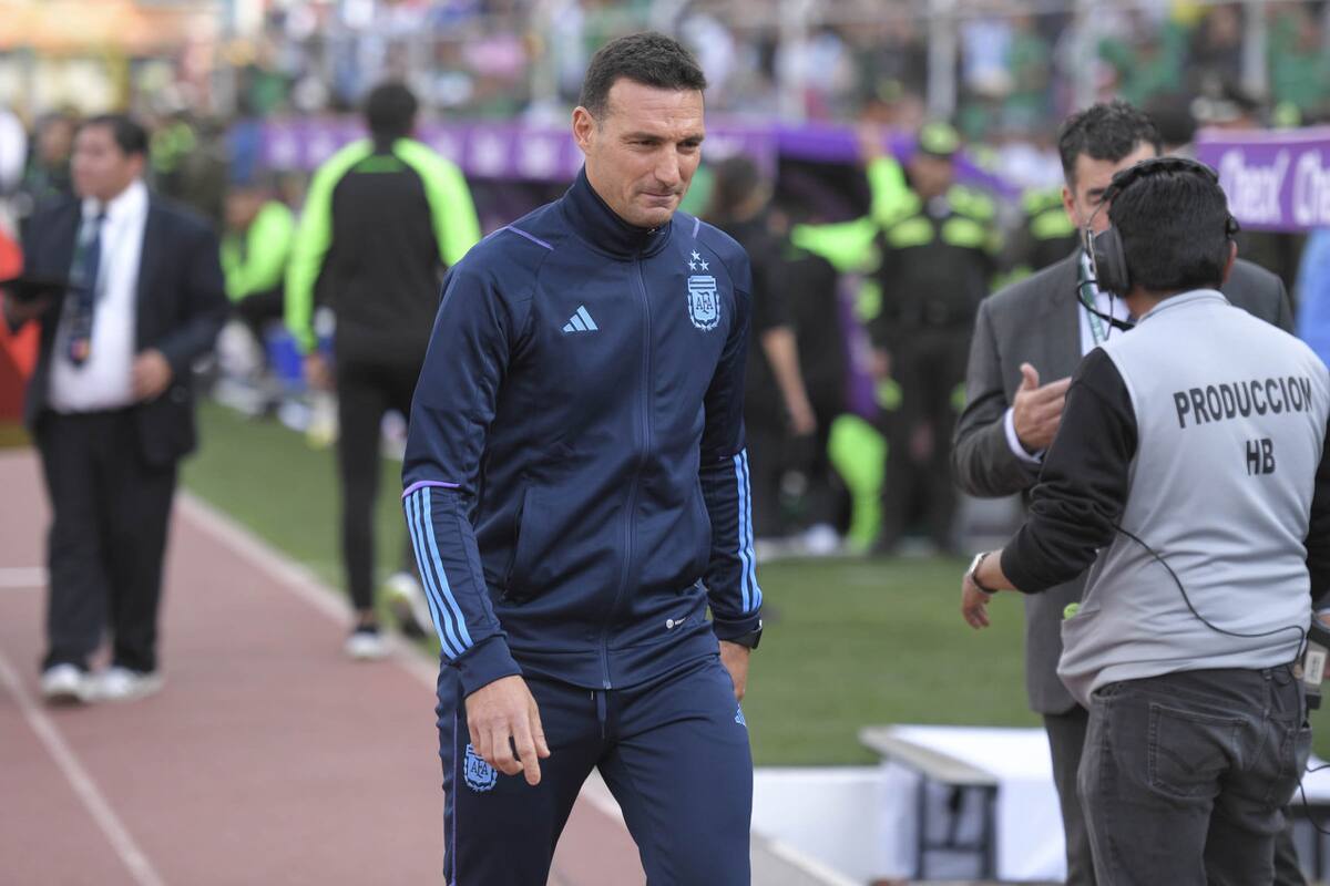 Lionel Scaloni en Bolivia. Foto: Telam.