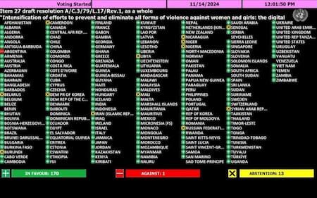 El voto argentino, el único negativo. Foto: X @proargentina