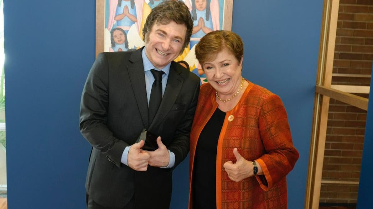 Javier Milei con Kristalina Georgieva, directora del FMI.