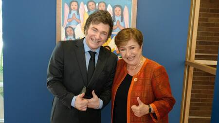 Javier Milei con Kristalina Georgieva, directora del FMI. Foto: NA