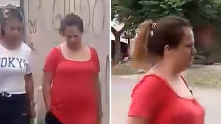 La aparición de Yésica Cuevas, la mujer que fingió un embarazo de trillizos en Berazategui. Foto: captura de video.