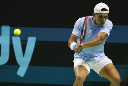 Sebastián Báez en la Copa Davis. Foto: EFE.