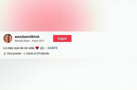 El tierno comentario de Wanda Nara sobre L-Gante. Foto: Captura de pantalla TikTok.