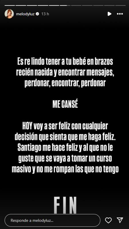 Las historias de Melody Luz. Foto: Instagram.