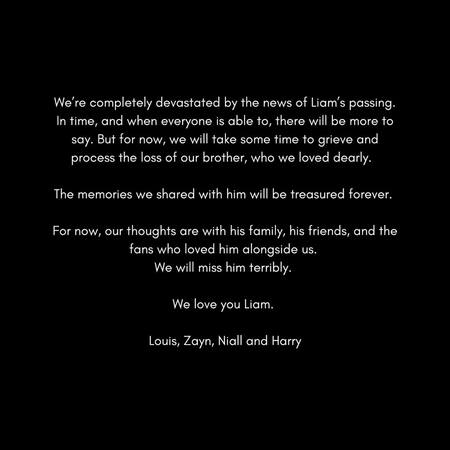 El comunicado de One Direction. Foto: Instagram @onedirection