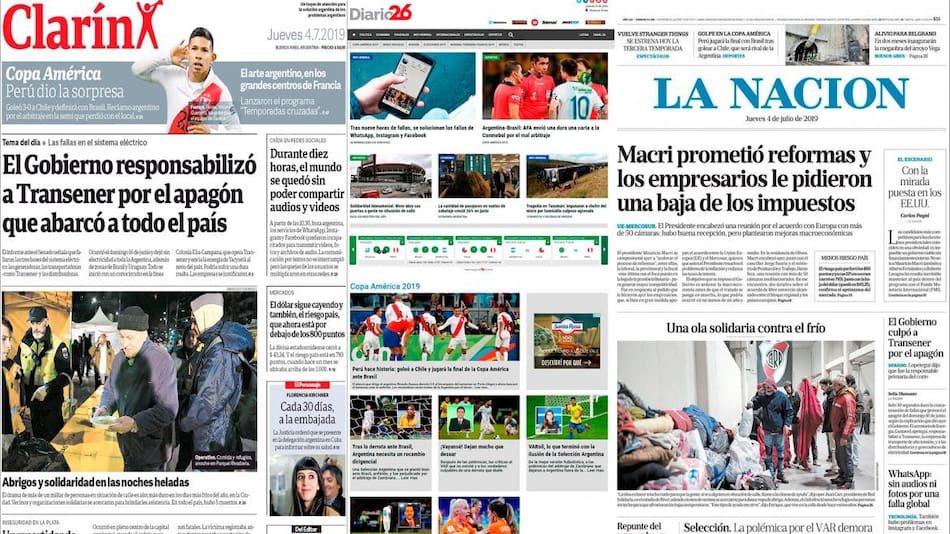 Tapas de diarios - jueves 04-07-19