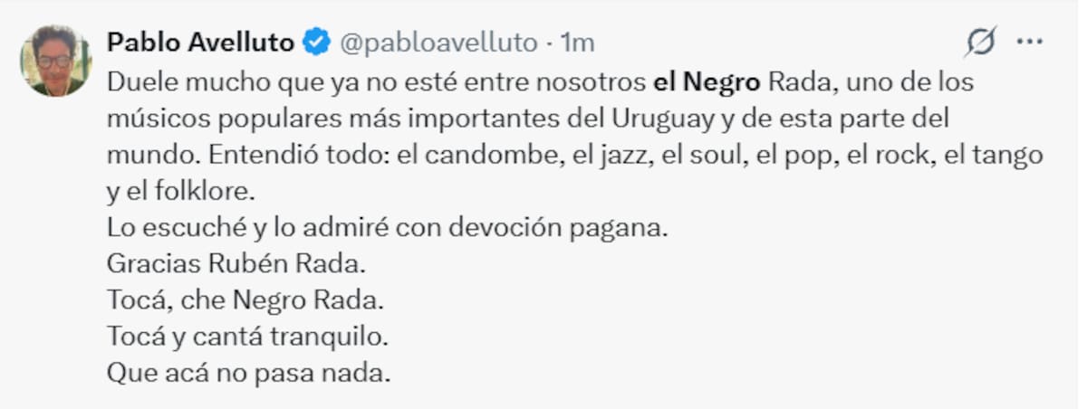 Famosos despiden a Rubén Rada