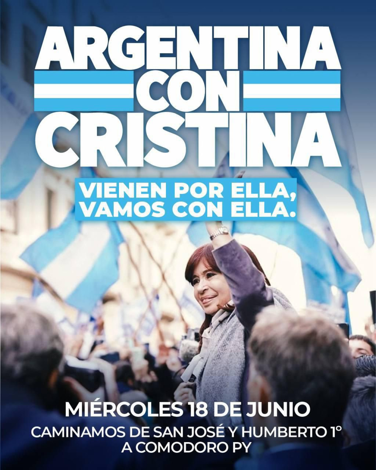 Marcha en apoyo a Cristina Kirchner hacia Comodoro Py.