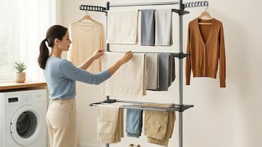 Cuánto cuesta comprar un tender vertical, la tendencia que se impone para colgar ropa en espacios reducidos