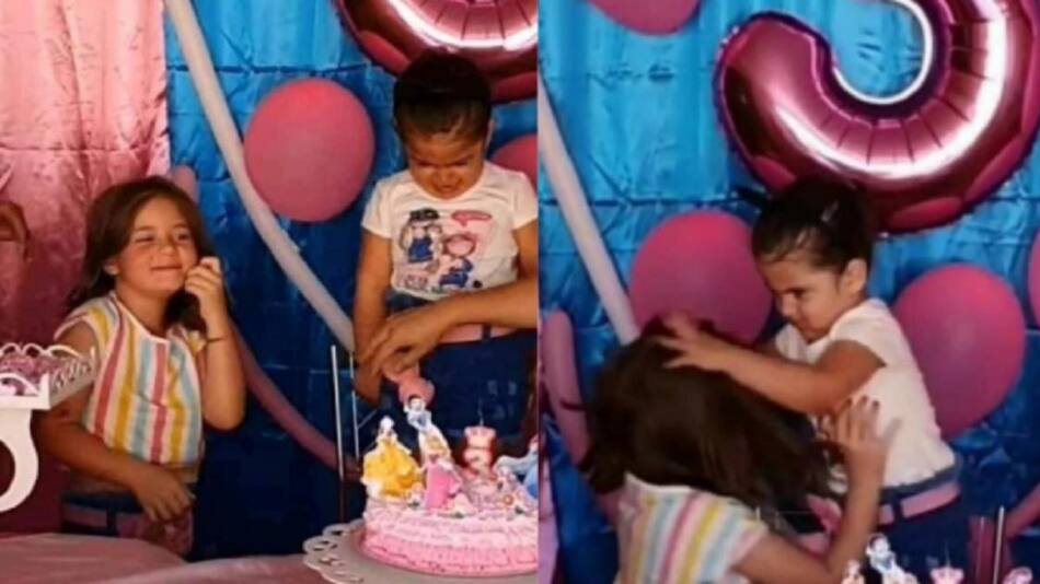 Las hermanas que se volvieron virales por pelearse en un cumpleaños. NA