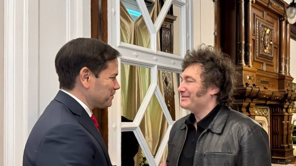 Javier Milei junto a Marco Rubio en Casa Rosada. Foto: NA.