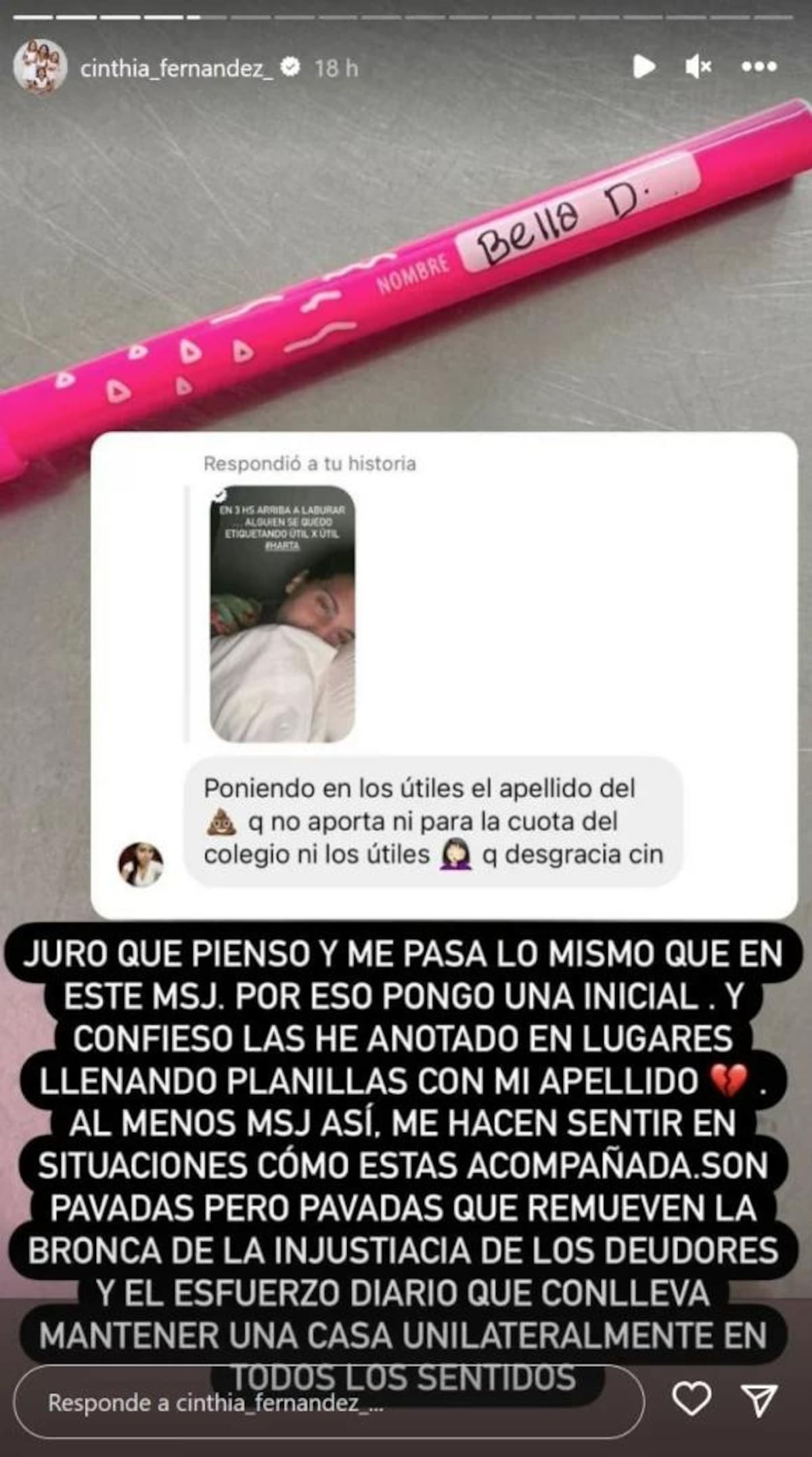 Cinthia Fernández indignada. Foto: Instagram.