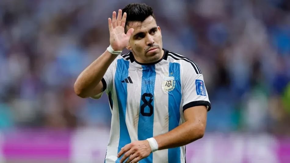 Marcos, el "Huevo" Acuña, con la camiseta de la Selección Argentina. Foto: NA.