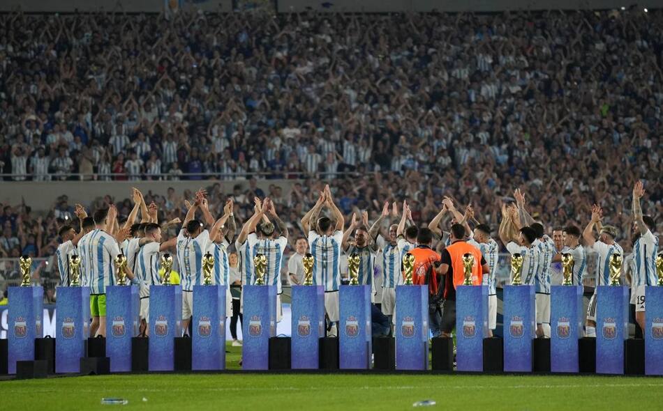 Fiesta de la Selección Argentina en el Monumental. Foto: NA