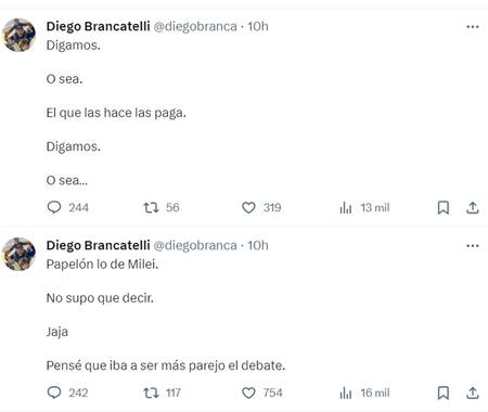 Las reacciones de los famosos al debate. Foto: X.