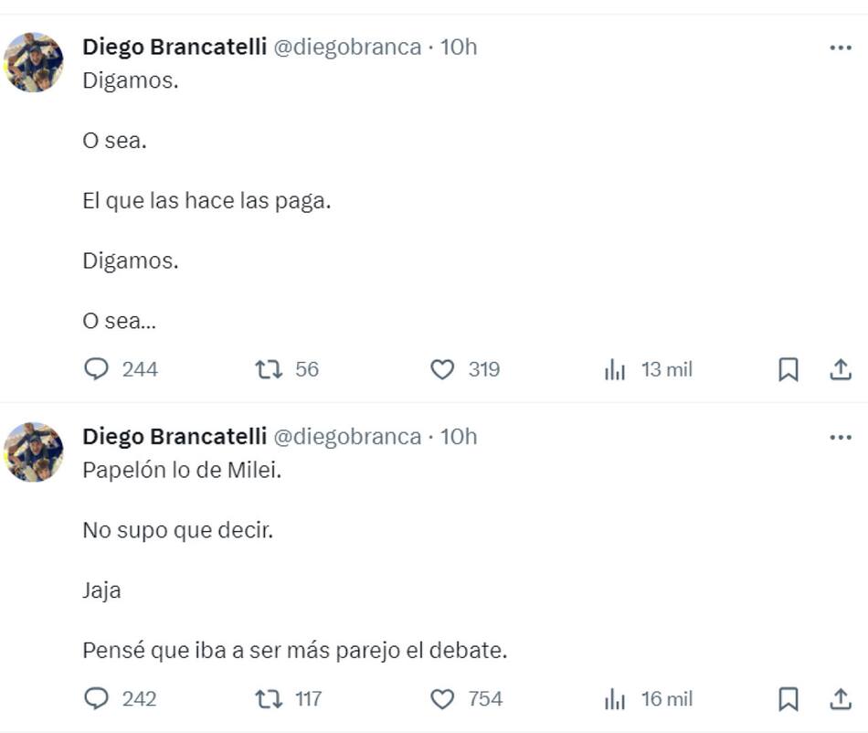 Las reacciones de los famosos al debate. Foto: X.