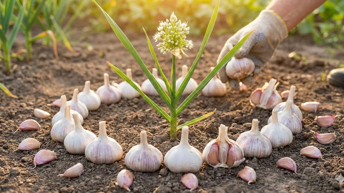 Dejar dientes de ajo alrededor de las plantas