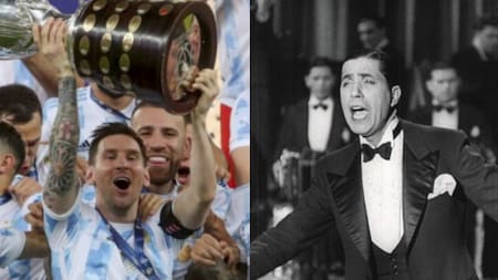 Lionel Messi y Carlos Gardel. Foto: archivo