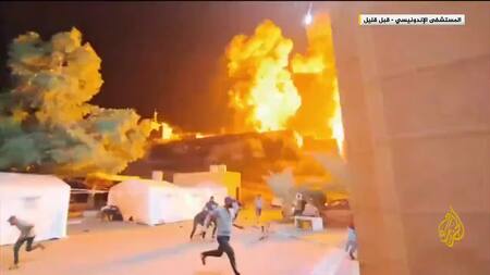Bombardeo a un hospital de Gaza. Foto: Captura de pantalla.