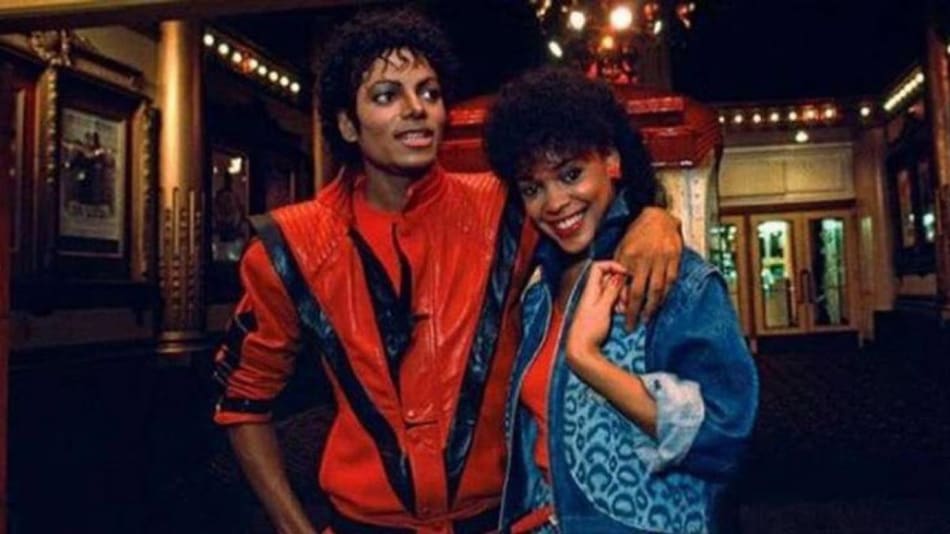 Ola Ray junto a Michael Jackson en el detrás de escena de Thriller