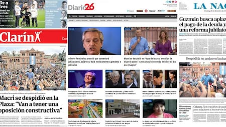 Tapas de diarios argentinos, domingo 8 de diciembre de 2019