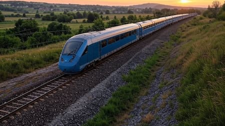 Tren de corta distancia en Europa. Foto: Grok.