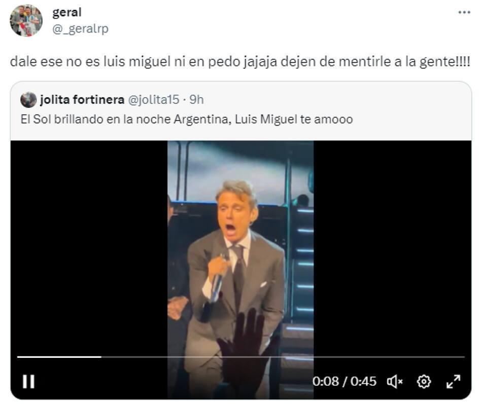 Comentarios de Twitter sobre la apariencia de Luis Miguel. Foto: Twitter.