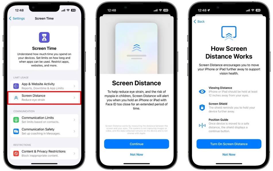 Screen Distance Configuración. Foto: Apple