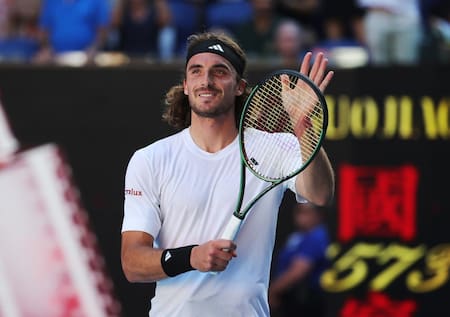 Stefanos Tsitsipas en el Abierto de Australia. Foto: EFE.