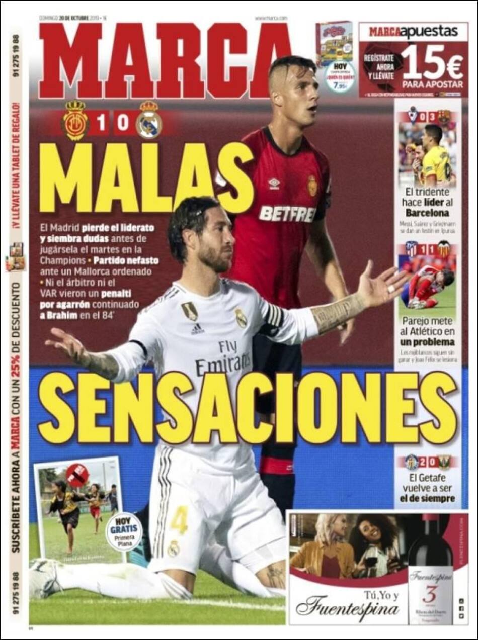 Tapas de Diarios, Marca, Domingo 20-10-19